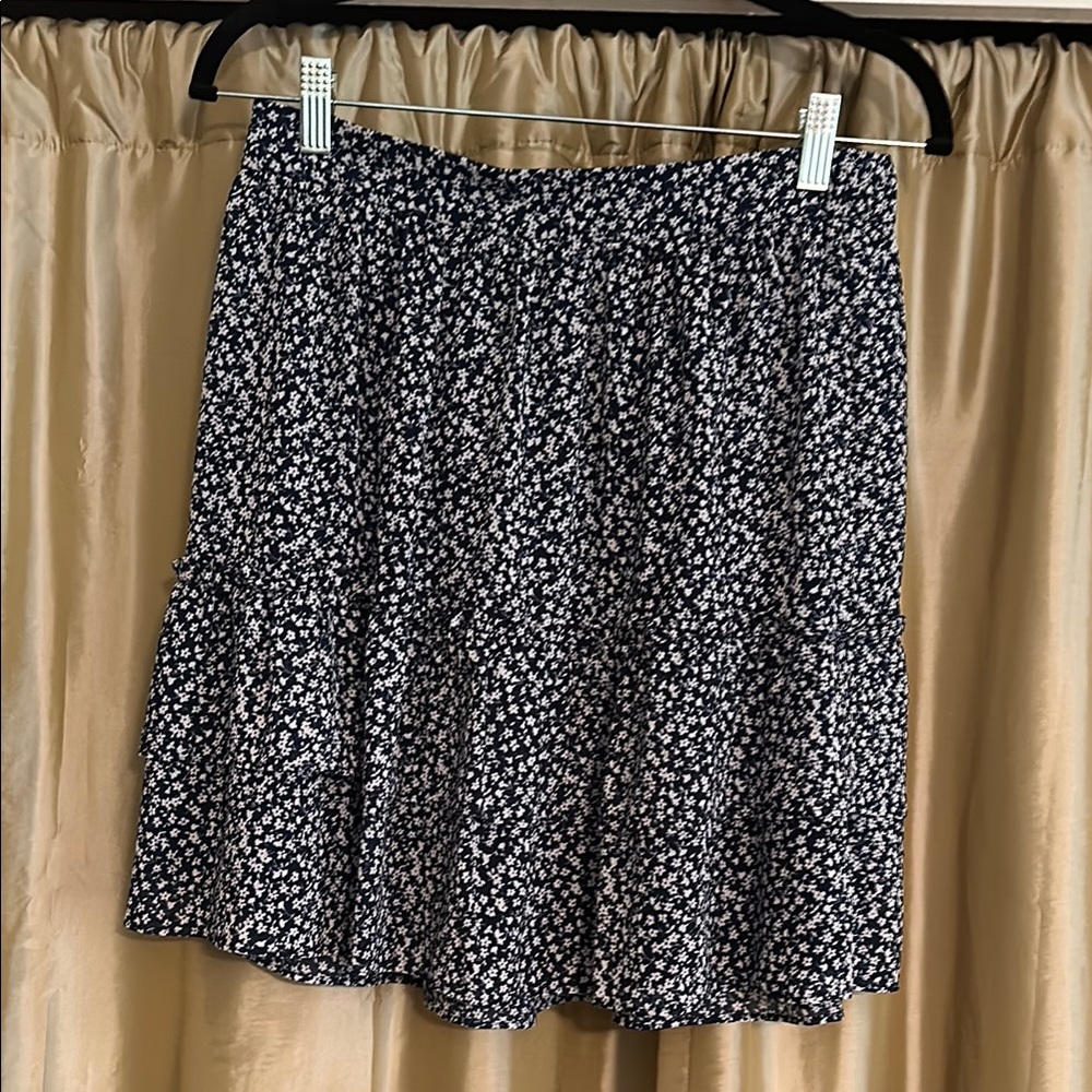 JCrew Floral Navy and White Mini Skirt